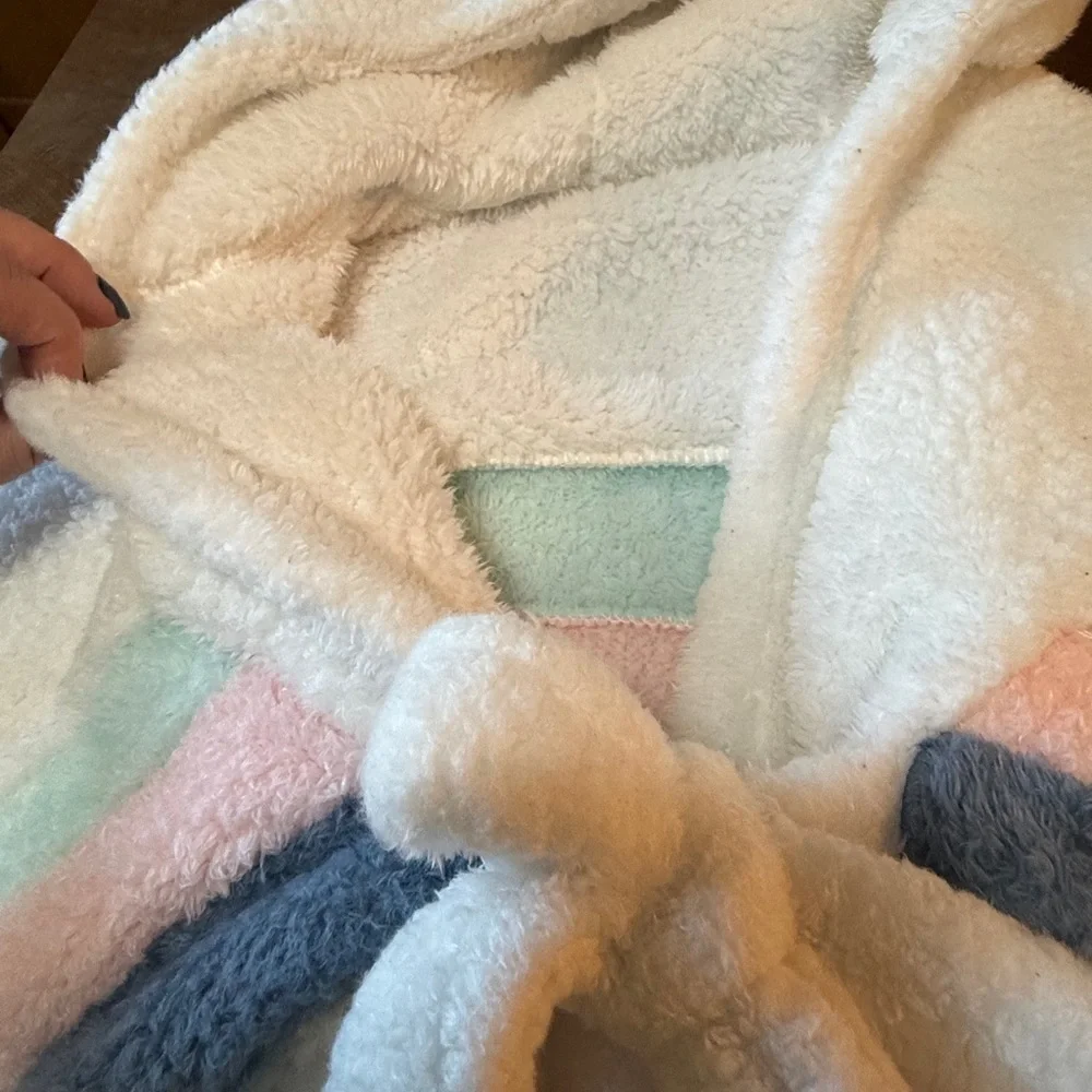 Unicorn Kids Robe - White with Pastel Accents 4/5t